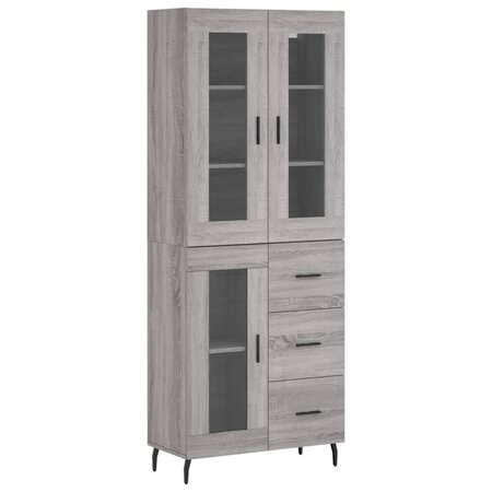vidaXL Buffet haut Sonoma gris 69 5x34x180 cm Bois d'ingénierie