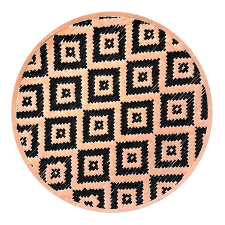 Set de table rond beige et noir en feuilles de bambou - 38 cm