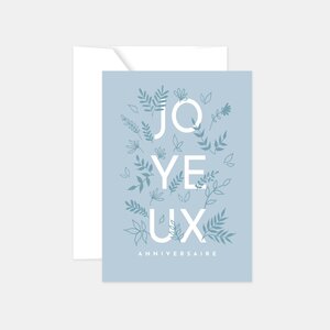 Carte anniversaire - végétal bleuet