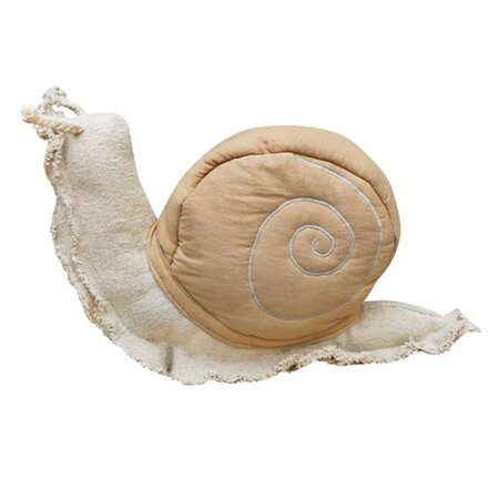 Coussin peluche escargot en coton BIO - 22 x 40 cm