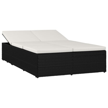 vidaXL Chaise longue convertible avec coussin Résine tressée Noir