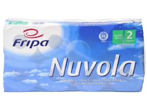 Lot de 8 Rouleaux Papier Toilette 100x120 mm Nuvola 2 couches Extra blanc FRIPA
