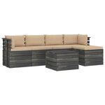 vidaXL Salon palette de jardin 6 Pièces avec coussins Bois de pin massif