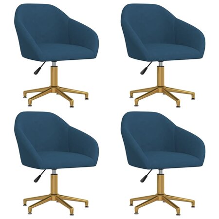 vidaXL Chaises pivotantes à manger lot de 4 bleu velours