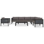 vidaXL Salon de jardin 8 Pièces avec coussins Résine tressée Anthracite