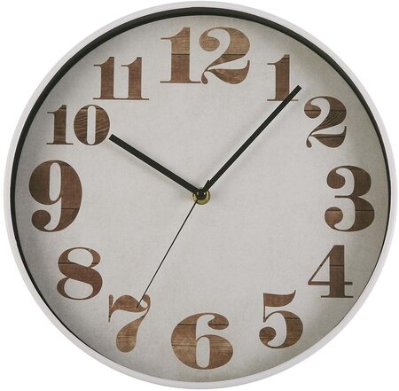 Horloge ronde en plastique chiffres effet bois 30 cm