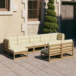 vidaXL Salon de jardin 9 Pièces avec coussins Marron miel Bois de pin