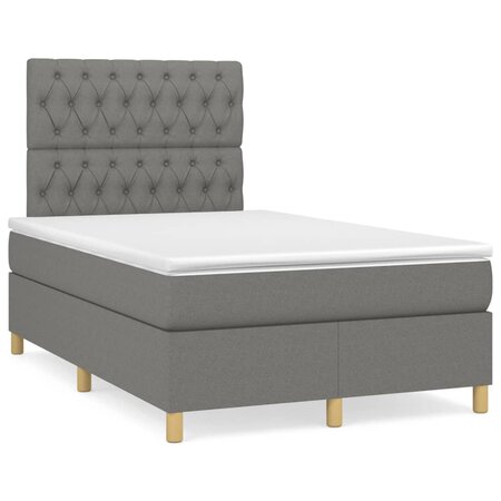 vidaXL Lit à sommier tapissier avec matelas Gris foncé 120x200cm Tissu