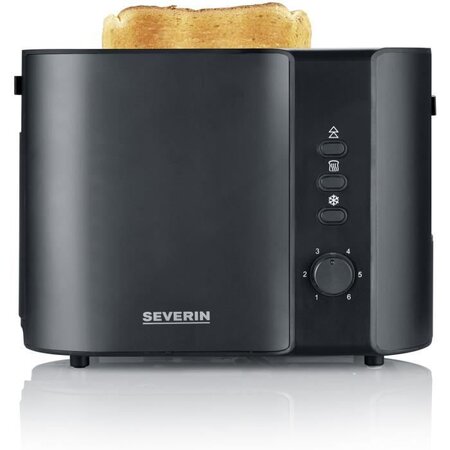 SEVERIN AT9552 Grille-pain, 2 fentes pour 2 tranches : griller, dégeler et réchauffer, support viennoiseries, centrage auto, Noir