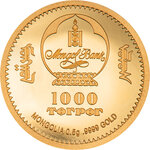 Monnaie en or 1000 togrog g 0.5 millésime 2024 shaped lunar year great dragon