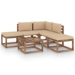 vidaXL Salon de jardin 6 Pièces avec coussins beige