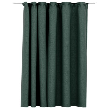 vidaXL Rideau occultant d'aspect de lin avec crochets Vert 290x245 cm