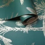 DUTCH WALLCOVERINGS Papier peint Arbres Bleu sarcelle et argenté