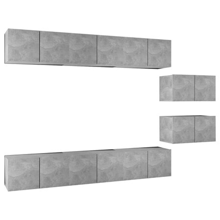 vidaXL Meubles TV 8 Pièces Gris béton Aggloméré