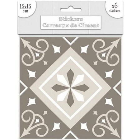6 stickers à carreaux de ciment 15 x 15 cm