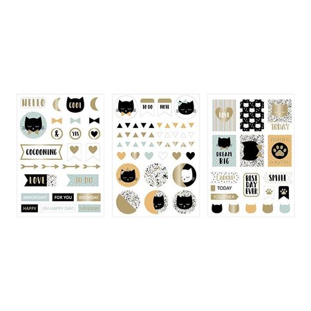 3 feuilles cartonnées de stickers Terrazzo Cat
