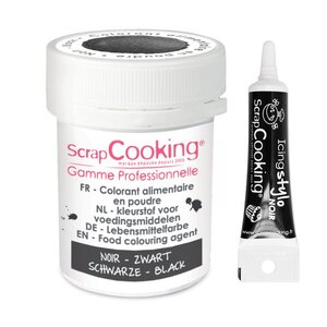 Colorant alimentaire en poudre noir 5 g + Stylo de glaçage noir