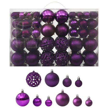 vidaXL Ensemble de boules de Noël 100 Pièces Violet