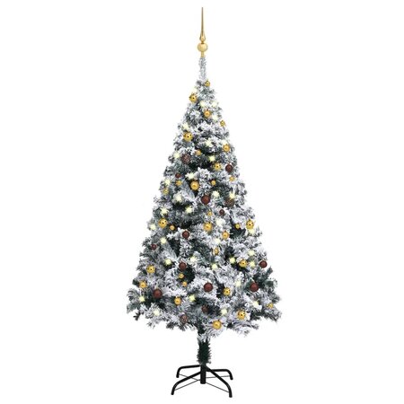 vidaXL Arbre de Noël artificiel pré-éclairé et boules vert 150 cm PVC