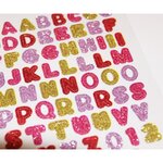 69 Autocollants - Alphabet - Tons roses - Paillettes - 0 8 cm
