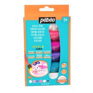 Kit découverte peinture acrylique - 6 couleurs Girly - 6 x 20 ml