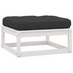 vidaXL Salon de jardin 8 Pièces avec coussins Blanc Bois de pin massif