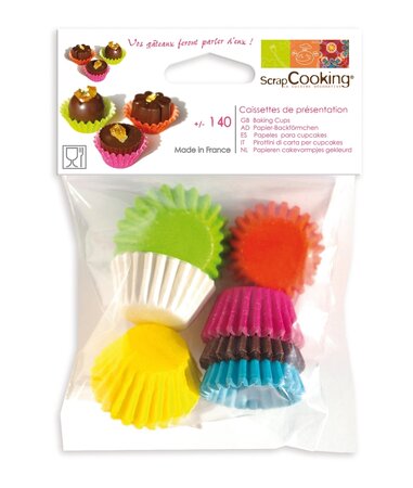 Caissettes mini couleurs assorties 140 pièces