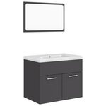 vidaXL Ensemble de meubles de salle de bain Gris Aggloméré