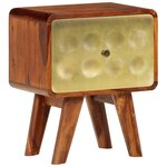 vidaXL Table de chevet Bois de Sesham solide Imprimé doré 49x40x30 cm