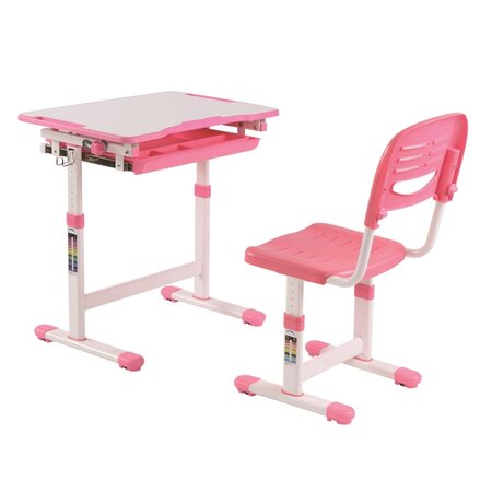 Vipack Bureau réglable enfant Comfortline 201 et chaise Rose et blanc