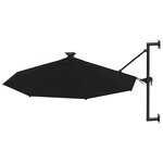 vidaXL Parasol mural avec mât métallique et LED 300 cm Noir