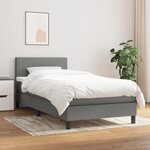 vidaXL Lit à sommier tapissier et matelas Gris foncé 90x190 cm Tissu