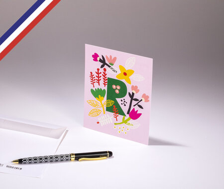 Carte simple bouton d'or créée et imprimée en france - la lettre r