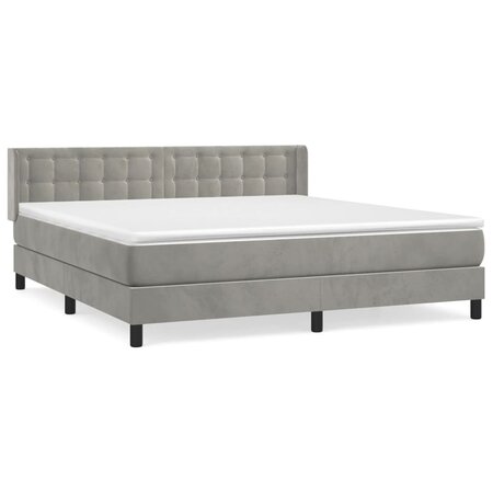 vidaXL Lit à sommier tapissier et matelas Gris clair 180x200cm Velours