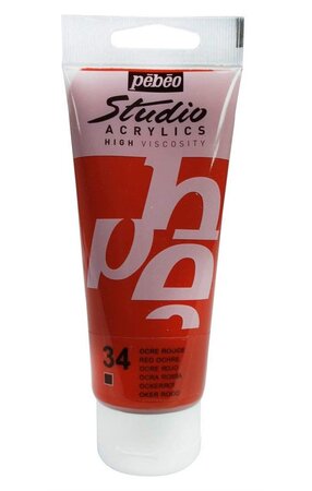 Peinture studio acrylique tube ocre rouge 100 ml pébéo