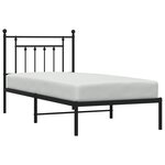 vidaXL Cadre de lit métal avec tête de lit noir 90x200 cm