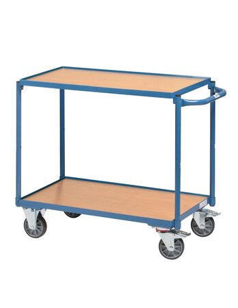 (CHARIOT PLATEAUX BOIS) Chariot en bois 300 KG 2 plateaux poignée verticale 850 x 500 x 820mm