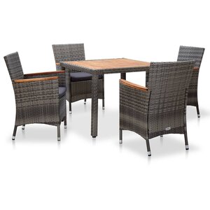 vidaXL Salon de jardin 5 Pièces avec coussins Résine tressée Gris