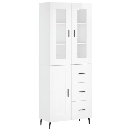 vidaXL Buffet haut Blanc brillant 69 5x34x180 cm Bois d'ingénierie