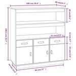 vidaXL Buffet haut Noir 100x40x108 5 cm Bois massif de pin