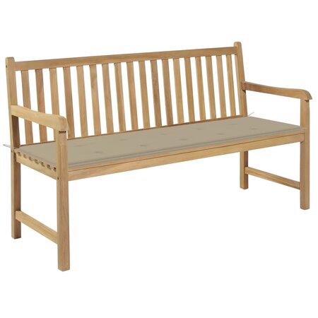 vidaXL Banc de jardin avec coussin beige 150 cm Bois de teck massif