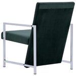vidaXL Fauteuil avec pieds en chrome Vert foncé Velours
