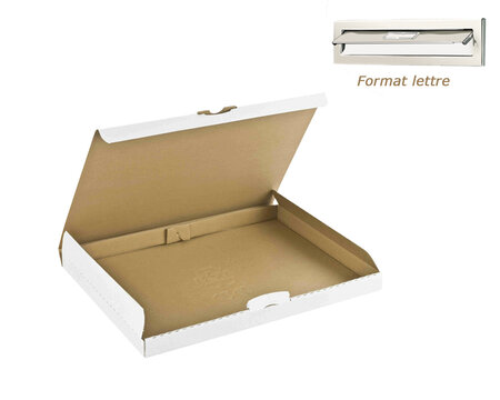 Lot de 100 boîtes postale carton plate 340x250x30. Coloris blanc
