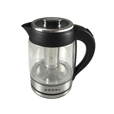 BEPER BB.103 Bouilloire électrique en verre - 1,8 L - 2200 W - Noir