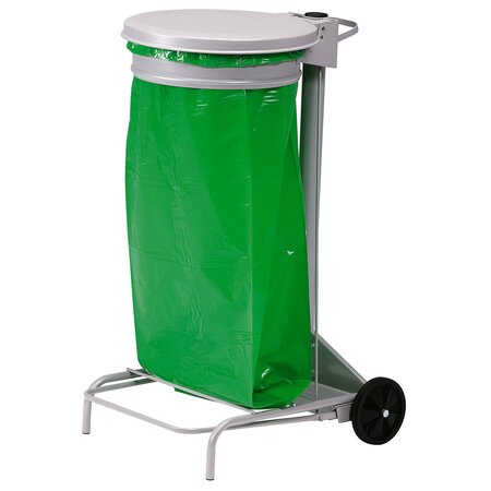 Support de sacs poubelles roulant 110 litres rossignol à pédale gris