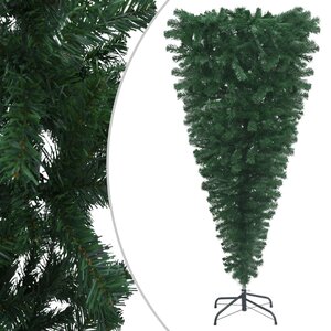 vidaXL Sapin de Noël artificiel renversé avec support Vert 150 cm