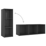 vidaXL Meuble TV Gris brillant 107x35x37 cm Aggloméré