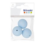 Perle en silicone Ronde 15mm Bleu 3 pièces