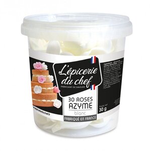 30 roses blanches en papier azyme