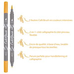 5 stylos-pinceaux 1 pointe de calligraphie et pointe pinceau - couleurs intenses